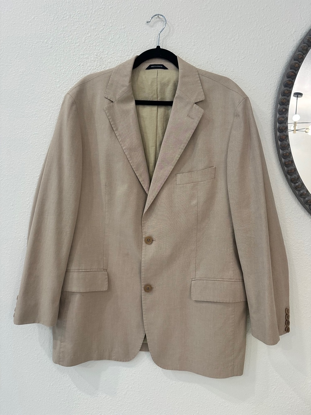 Hugo Boss Beige 100% Cotton Blazer Sport Coat Lightweight Tailored Jacket